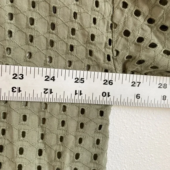 By Anthropologie Collared Eyelet Duster One Size‎ Olive Green - Picture 3 of 8